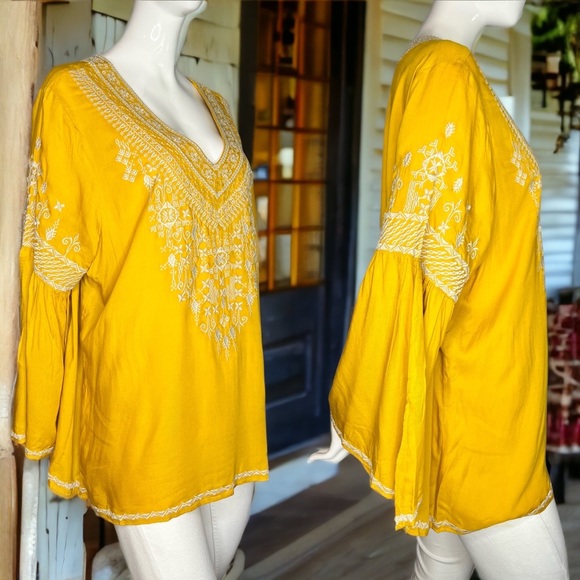 Chelsea & Theodore Tops - Chelsea & Theodore : golden sun boho embroidered blouse